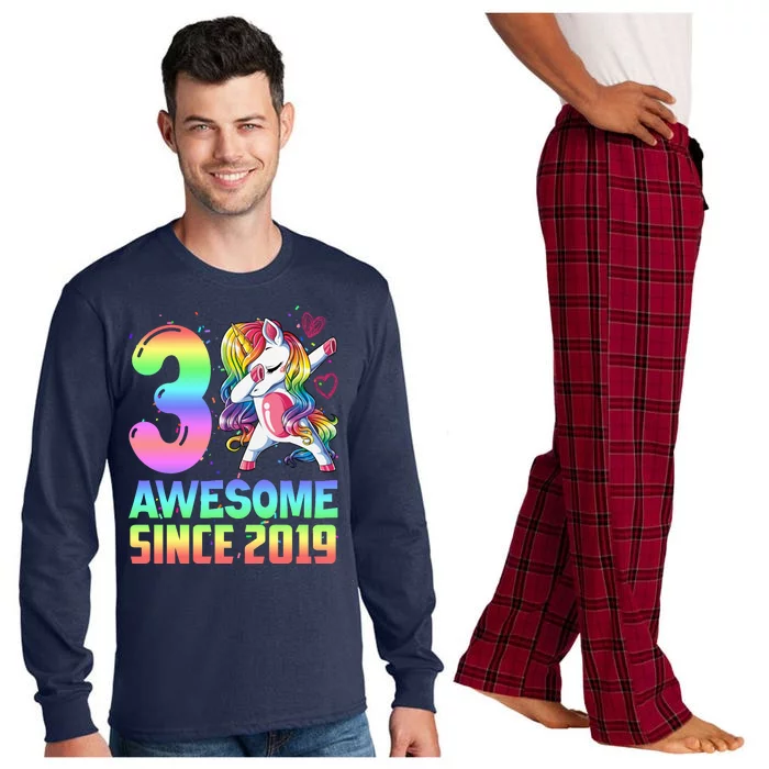 Awesome Since 2019 Unicorn 3rd Birthday 3 Years Old Long Sleeve Pajama Set