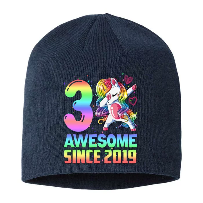 Awesome Since 2019 Unicorn 3rd Birthday 3 Years Old 8 1/2in Sustainable Knit Beanie