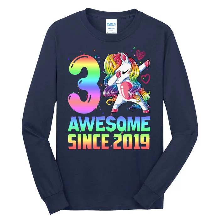 Awesome Since 2019 Unicorn 3rd Birthday 3 Years Old Tall Long Sleeve T-Shirt