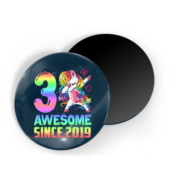 Awesome Since 2019 Unicorn 3rd Birthday 3 Years Old Magnet