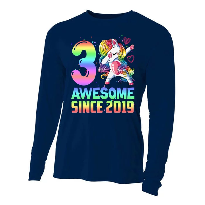 Awesome Since 2019 Unicorn 3rd Birthday 3 Years Old Cooling Performance Long Sleeve Crew