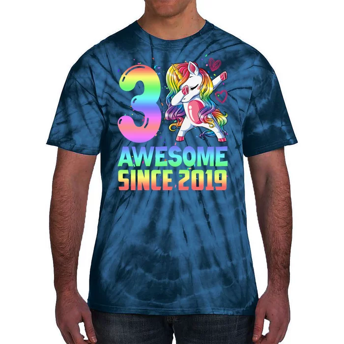 Awesome Since 2019 Unicorn 3rd Birthday 3 Years Old Tie-Dye T-Shirt