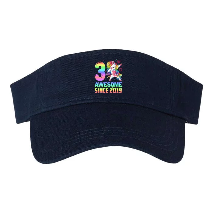 Awesome Since 2019 Unicorn 3rd Birthday 3 Years Old Valucap Bio-Washed Visor