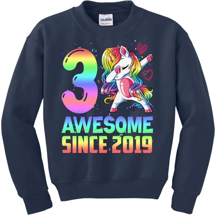 Awesome Since 2019 Unicorn 3rd Birthday 3 Years Old Kids Sweatshirt