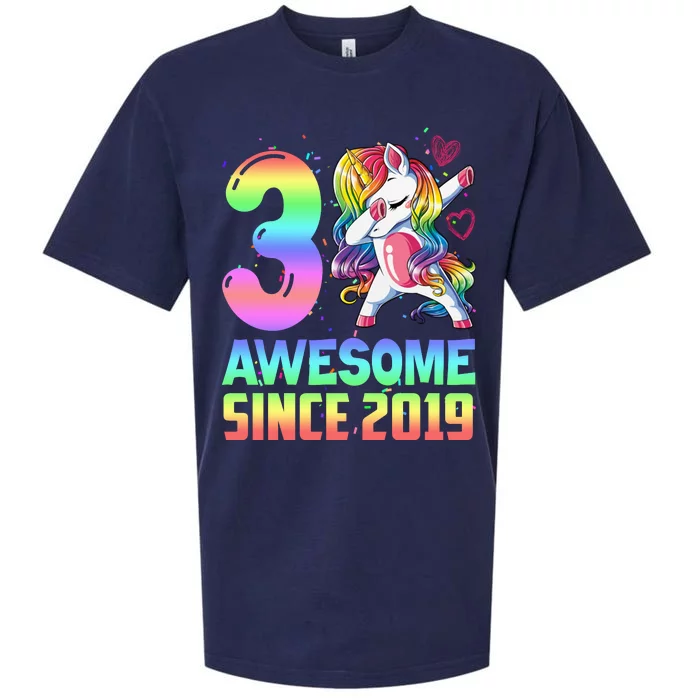 Awesome Since 2019 Unicorn 3rd Birthday 3 Years Old Sueded Cloud Jersey T-Shirt