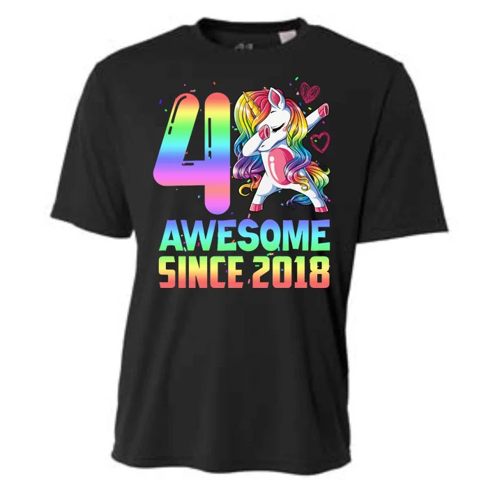 Awesome Since 2018 Unicorn 4th Birthday 4 Years Old Cooling Performance Crew T-Shirt