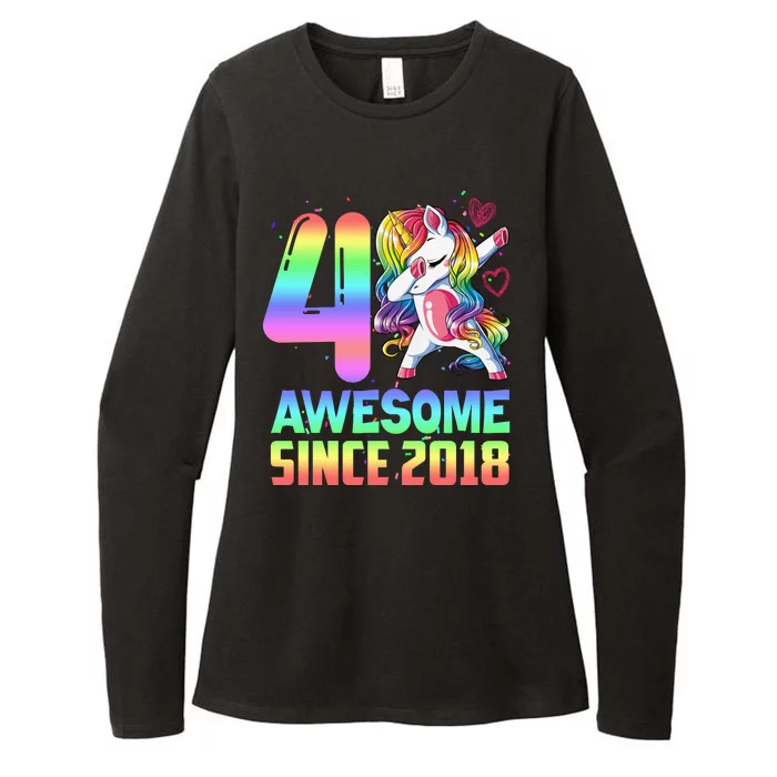 Awesome Since 2018 Unicorn 4th Birthday 4 Years Old Womens CVC Long Sleeve Shirt