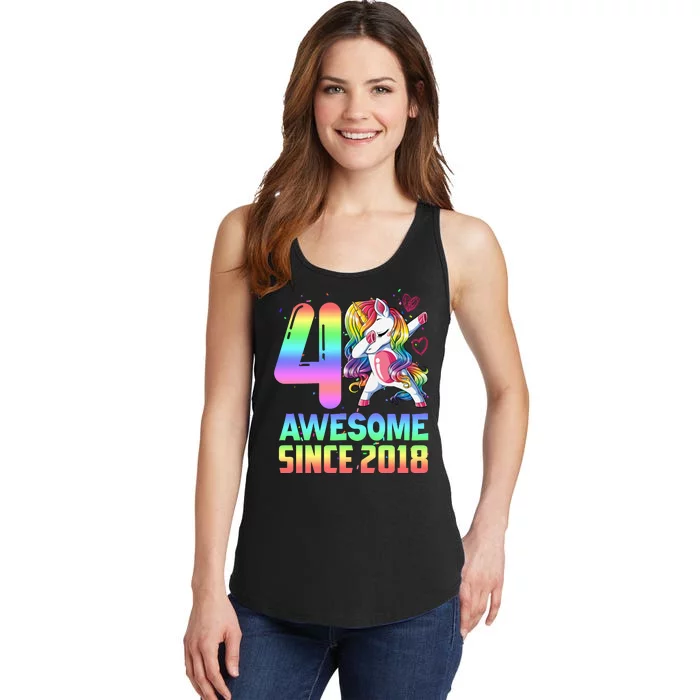 Awesome Since 2018 Unicorn 4th Birthday 4 Years Old Ladies Essential Tank