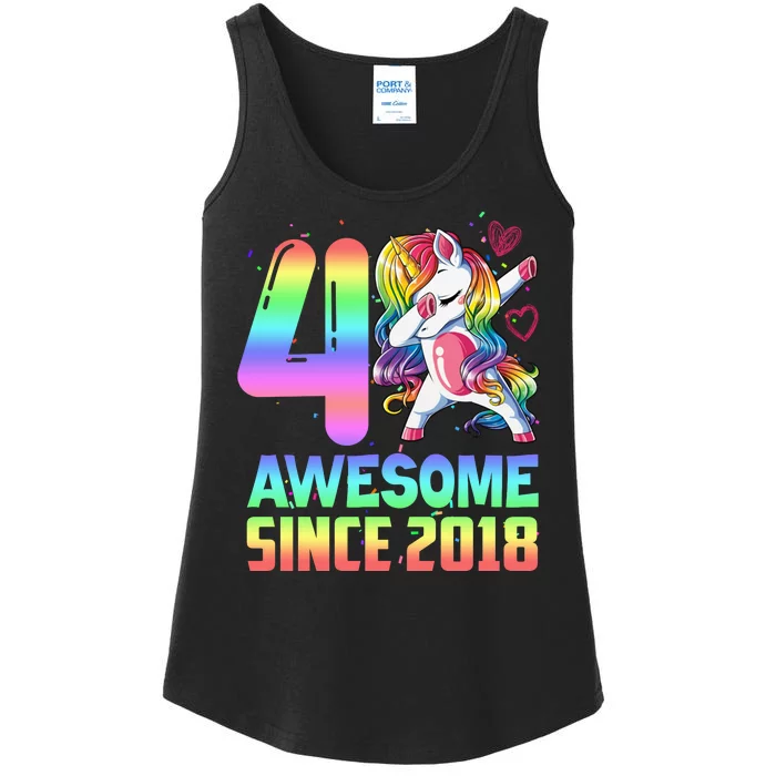 Awesome Since 2018 Unicorn 4th Birthday 4 Years Old Ladies Essential Tank