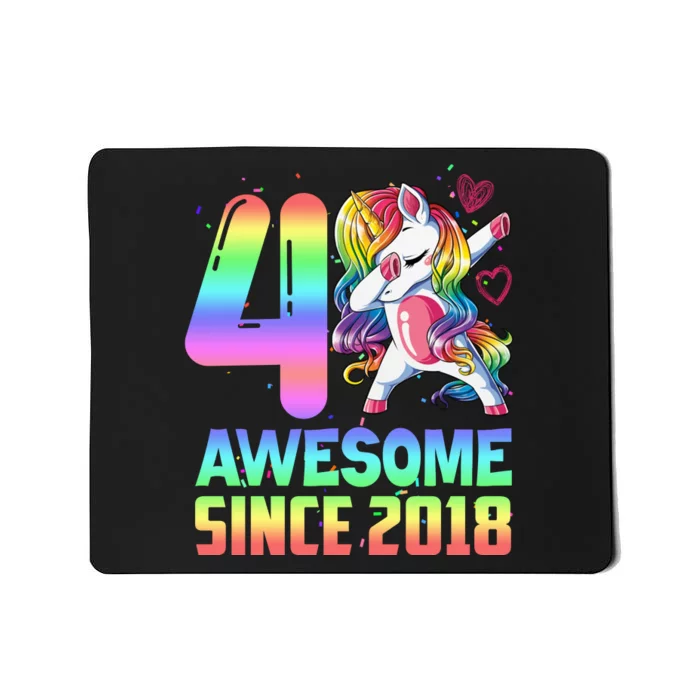 Awesome Since 2018 Unicorn 4th Birthday 4 Years Old Mousepad