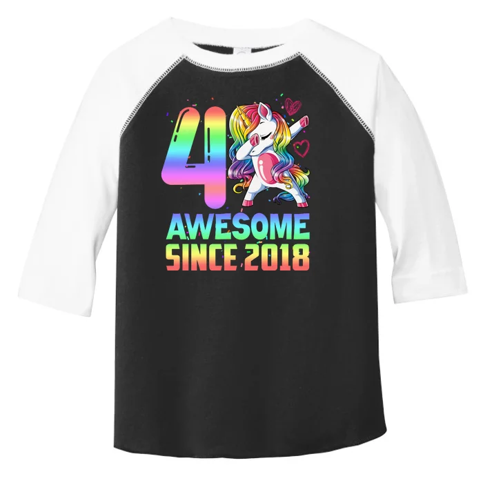 Awesome Since 2018 Unicorn 4th Birthday 4 Years Old Toddler Fine Jersey T-Shirt