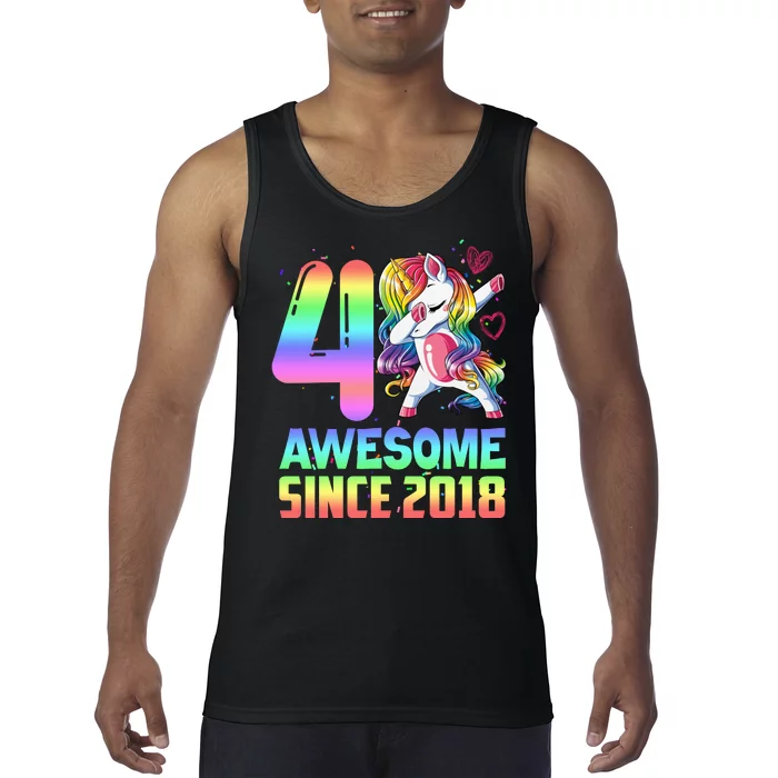 Awesome Since 2018 Unicorn 4th Birthday 4 Years Old Tank Top