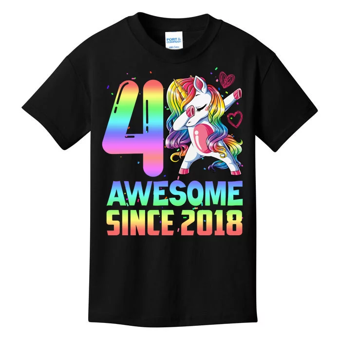 Awesome Since 2018 Unicorn 4th Birthday 4 Years Old Kids T-Shirt