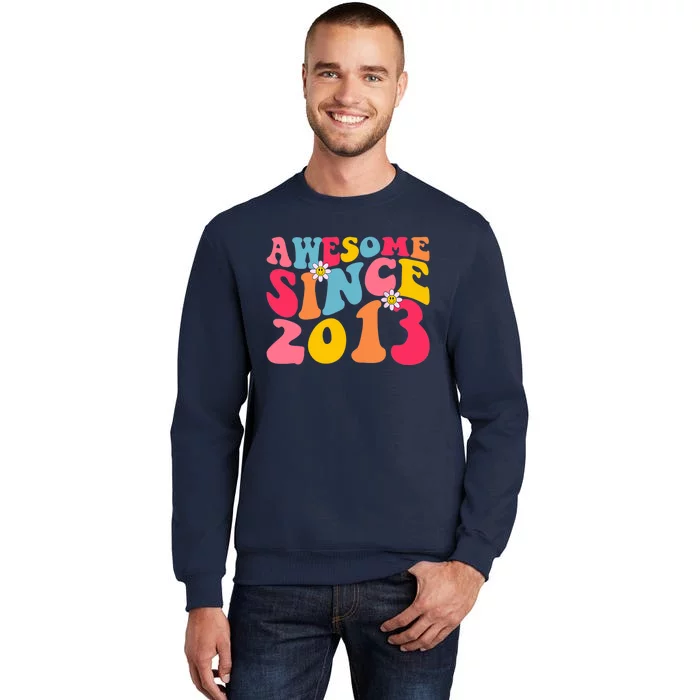 Awesome Since 2013 10 Years Old 10th Birthday Groovy Retro Sweatshirt