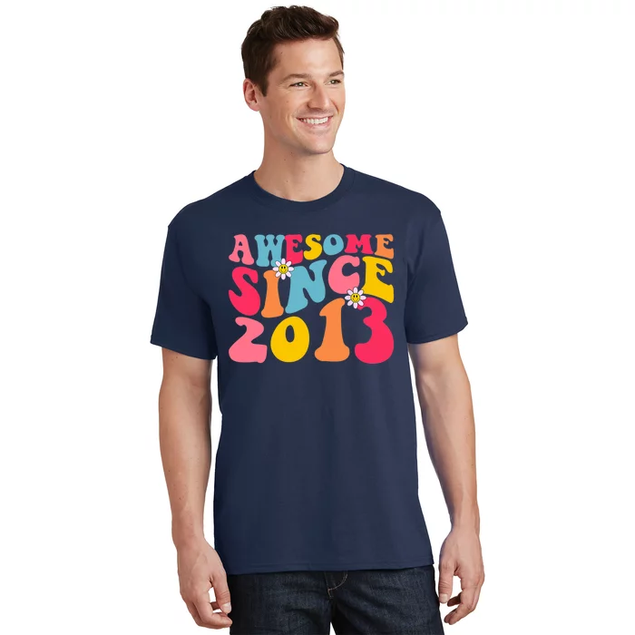 Awesome Since 2013 10 Years Old 10th Birthday Groovy Retro T-Shirt