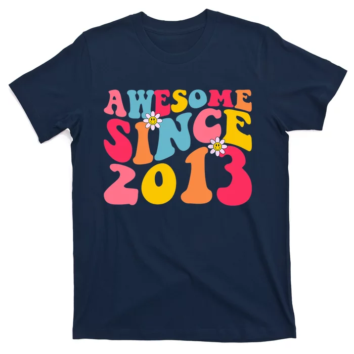 Awesome Since 2013 10 Years Old 10th Birthday Groovy Retro T-Shirt