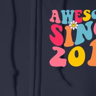 Awesome Since 2013 10 Years Old 10th Birthday Groovy Retro Full Zip Hoodie