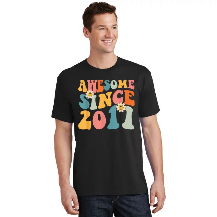 Awesome Since 2011 12 Years Old 12th Birthday Groovy Retro T-Shirt