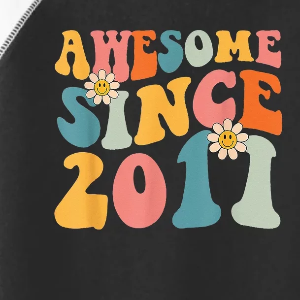 Awesome Since 2011 12 Years Old 12th Birthday Groovy Retro Toddler Fine Jersey T-Shirt