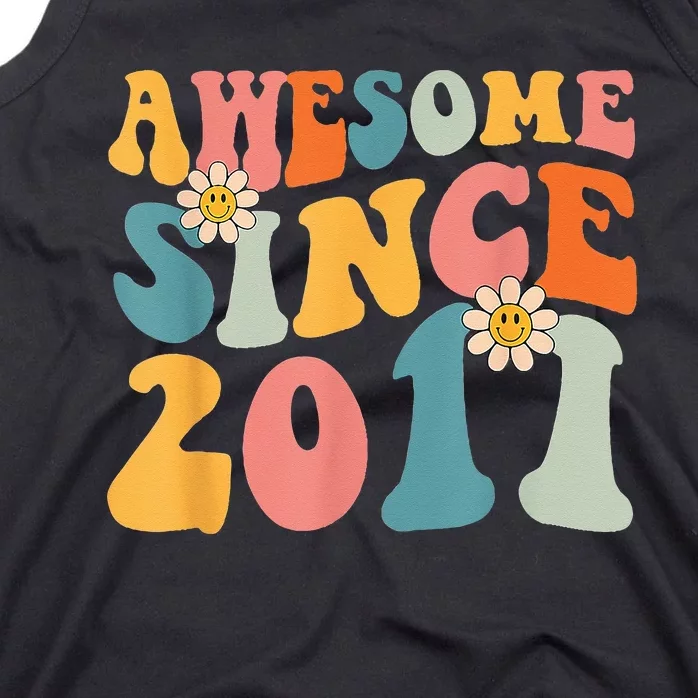 Awesome Since 2011 12 Years Old 12th Birthday Groovy Retro Tank Top