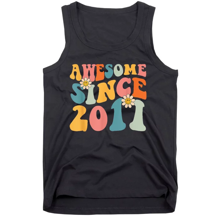 Awesome Since 2011 12 Years Old 12th Birthday Groovy Retro Tank Top