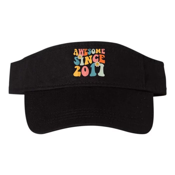 Awesome Since 2011 12 Years Old 12th Birthday Groovy Retro Valucap Bio-Washed Visor