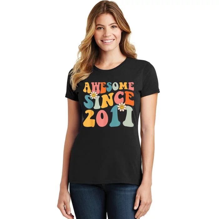 Awesome Since 2011 12 Years Old 12th Birthday Groovy Retro Women's T-Shirt