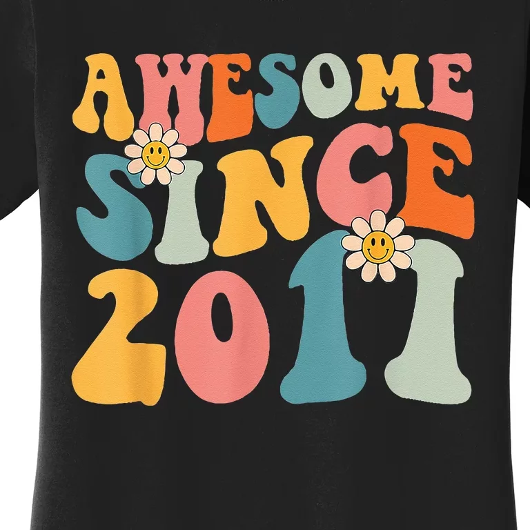 Awesome Since 2011 12 Years Old 12th Birthday Groovy Retro Women's T-Shirt