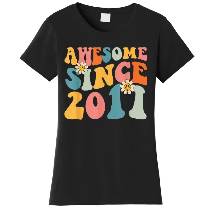 Awesome Since 2011 12 Years Old 12th Birthday Groovy Retro Women's T-Shirt