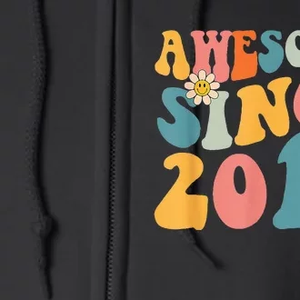 Awesome Since 2011 12 Years Old 12th Birthday Groovy Retro Full Zip Hoodie