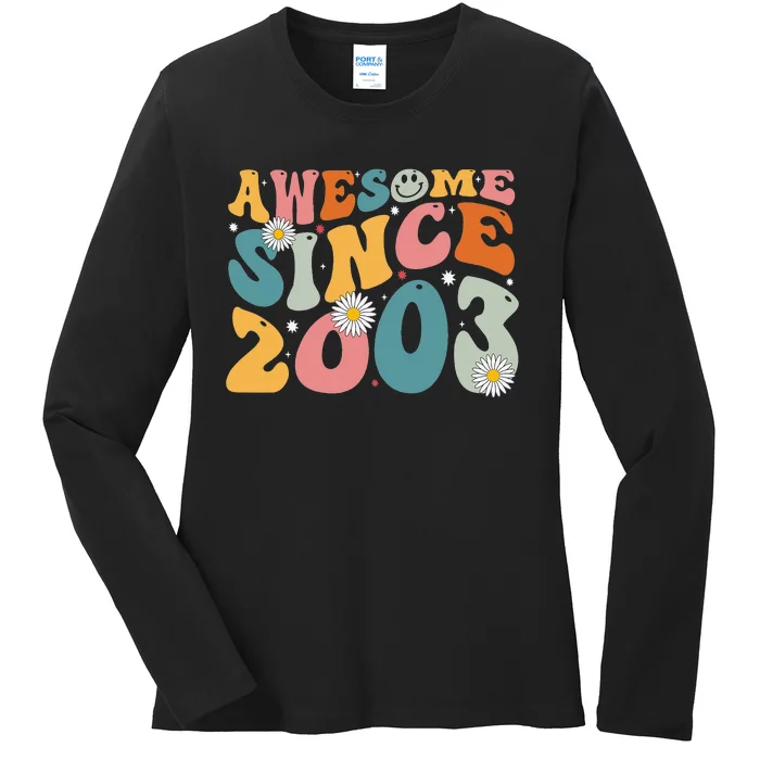 Awesome Since 2003 20th Birthday Retro Gifts Born In 2003 Ladies Long Sleeve Shirt