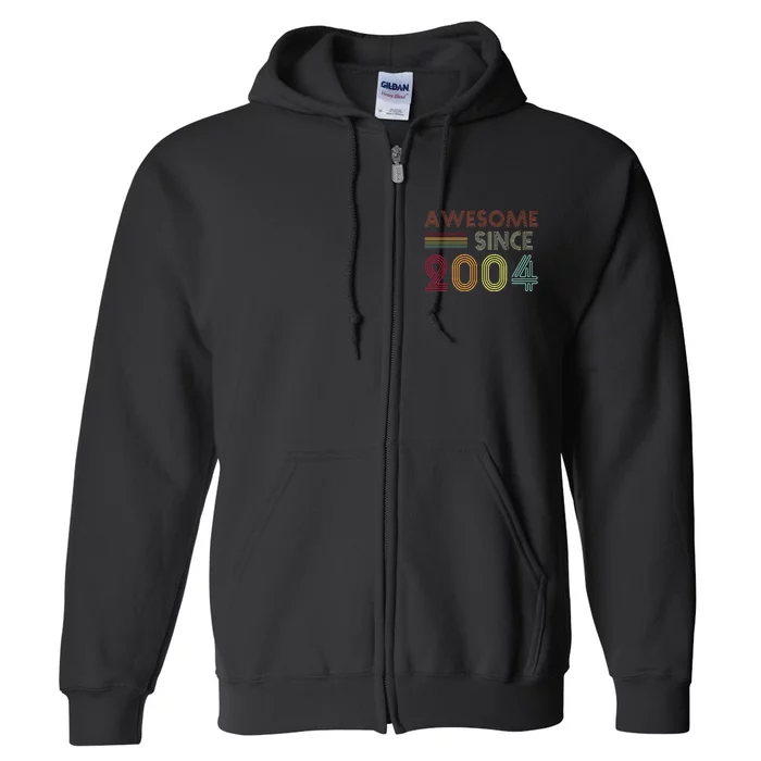 Awesome Since 2004 18th Birthday Retro Full Zip Hoodie