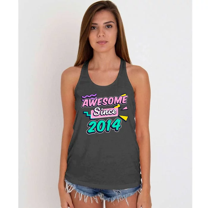 Awesome Since 2014 9 Year Old 9th Birthday Gift Ninth Girl Women's Knotted Racerback Tank