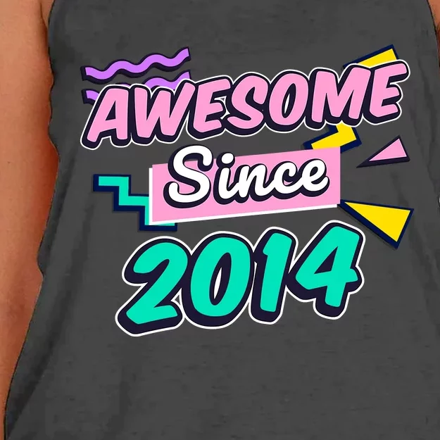 Awesome Since 2014 9 Year Old 9th Birthday Gift Ninth Girl Women's Knotted Racerback Tank