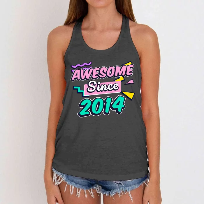 Awesome Since 2014 9 Year Old 9th Birthday Gift Ninth Girl Women's Knotted Racerback Tank