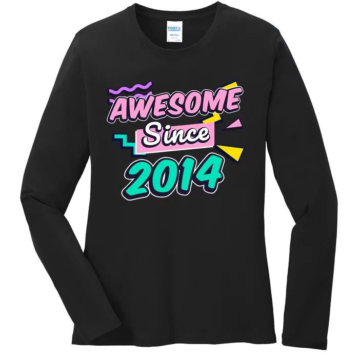 Awesome Since 2014 9 Year Old 9th Birthday Gift Ninth Girl Ladies Long Sleeve Shirt