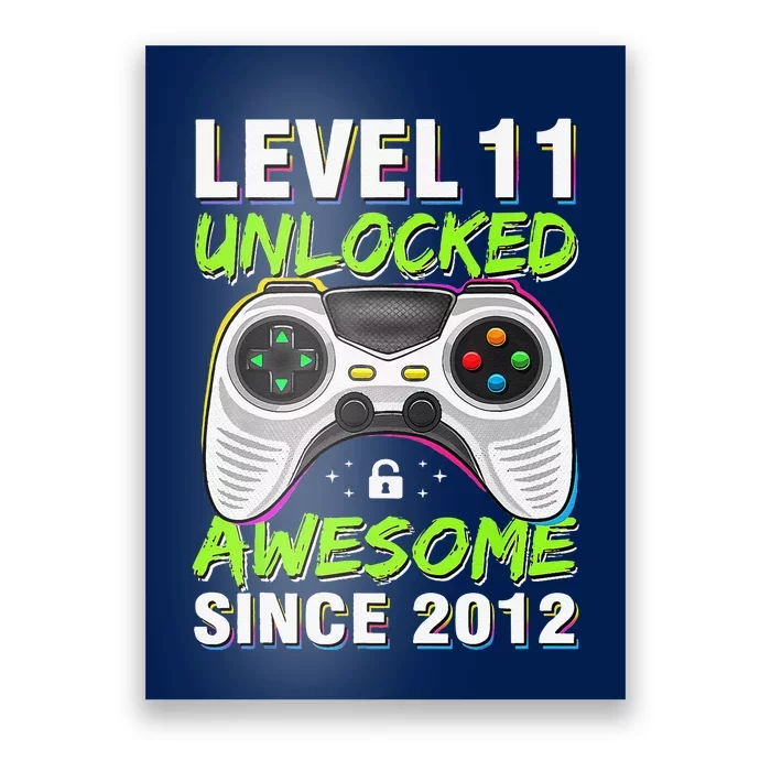 Awesome Since 2012 11th Level 11 Unlocked Birthday Vintage Poster