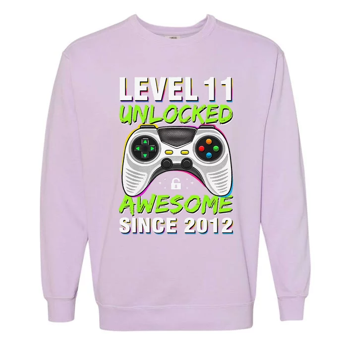 Awesome Since 2012 11th Level 11 Unlocked Birthday Vintage Garment-Dyed Sweatshirt