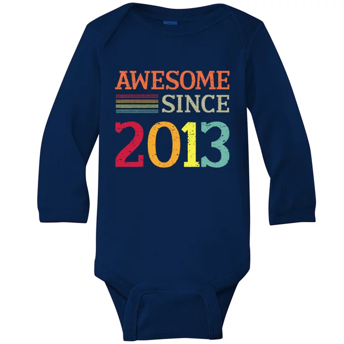 Awesome Since 2013 10th Birthday Retro Vintage Baby Long Sleeve Bodysuit