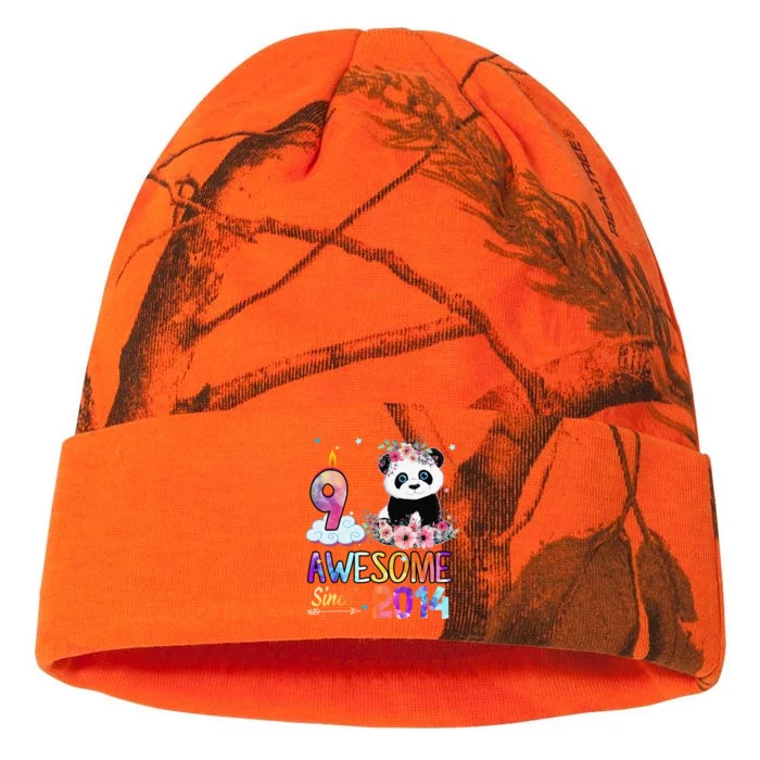 Awesome Since 2014 9th Birthday 9 Year Old Panda Unicorn Kati - 12in Camo Beanie