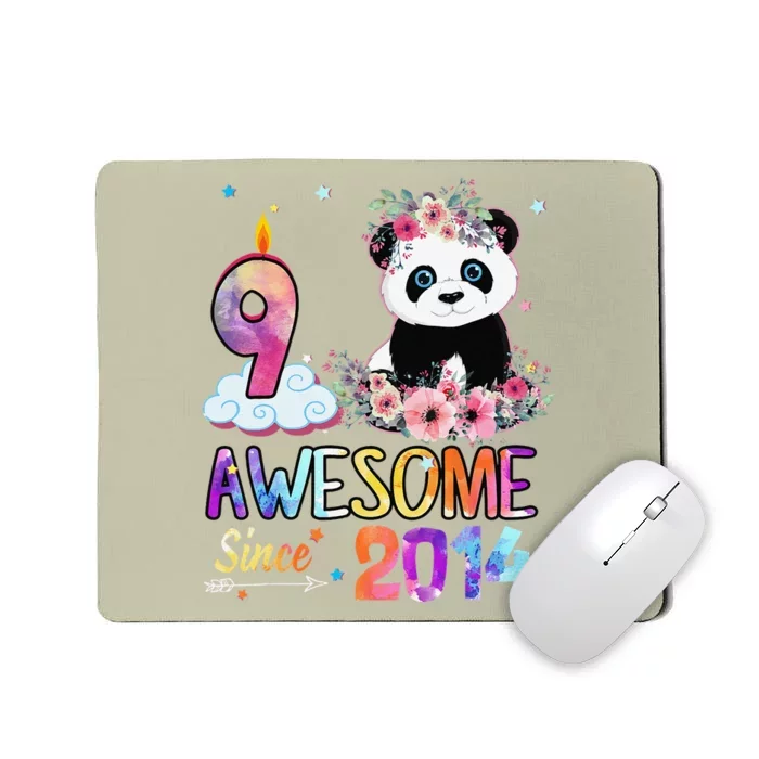 Awesome Since 2014 9th Birthday 9 Year Old Panda Unicorn Mousepad