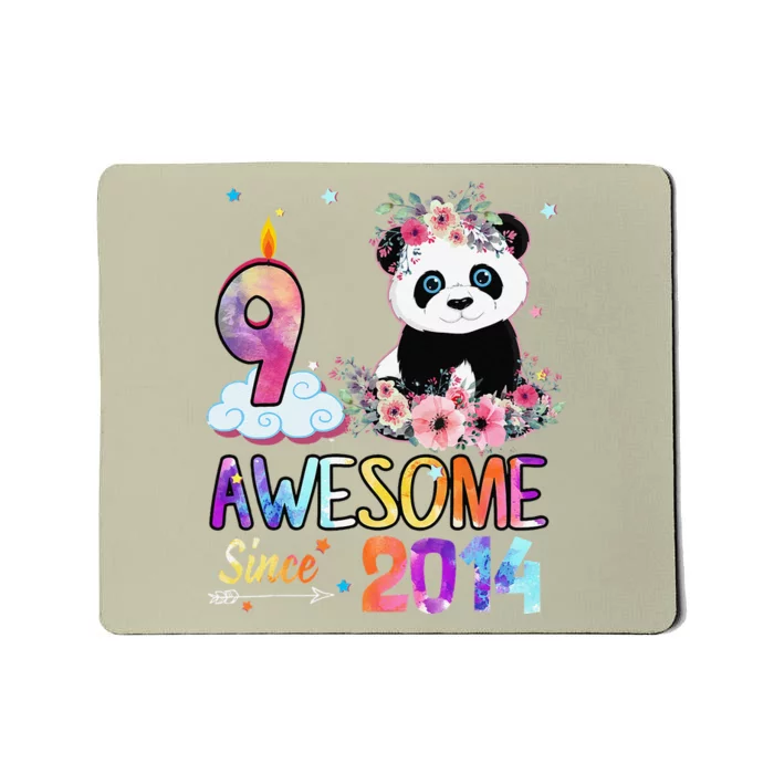 Awesome Since 2014 9th Birthday 9 Year Old Panda Unicorn Mousepad