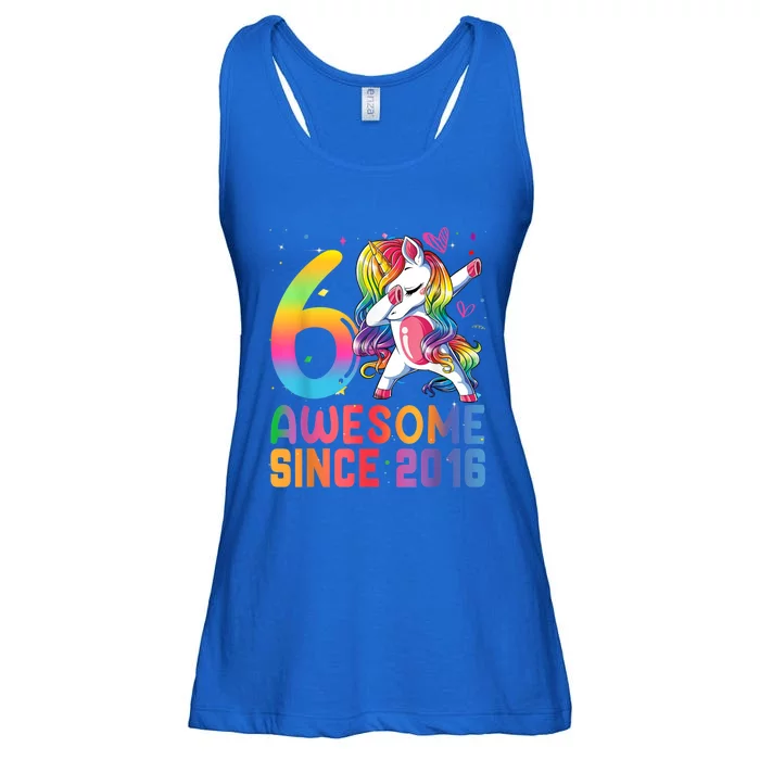 Awesome Since 2016 Dabbing Unicorn Gift For Birthday 6 Year Old Girls Ladies Essential Flowy Tank