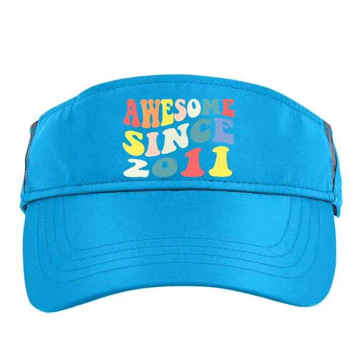 Awesome Since 2011 11 Years Old 11th Birthday Groovy Retro Adult Drive Performance Visor