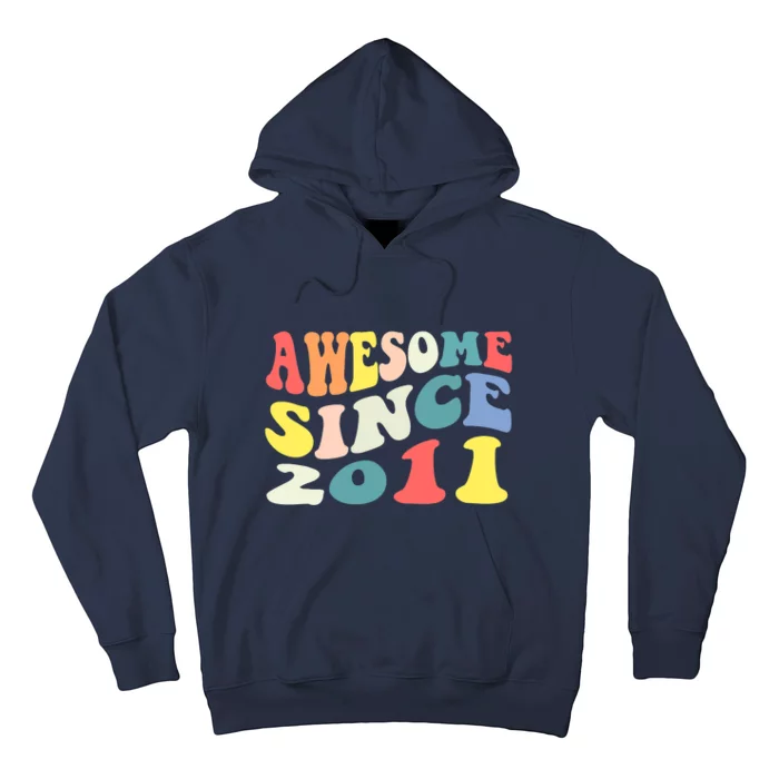 Awesome Since 2011 11 Years Old 11th Birthday Groovy Retro Hoodie