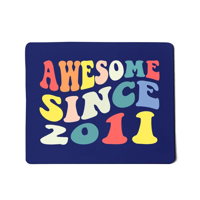 Awesome Since 2011 11 Years Old 11th Birthday Groovy Retro Mousepad