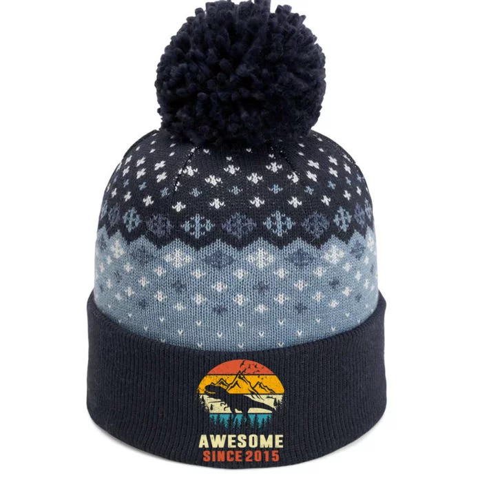 Awesome Since 2015 Dinosaur T Rex Birthday Party Sunset Vintage The Baniff Cuffed Pom Beanie