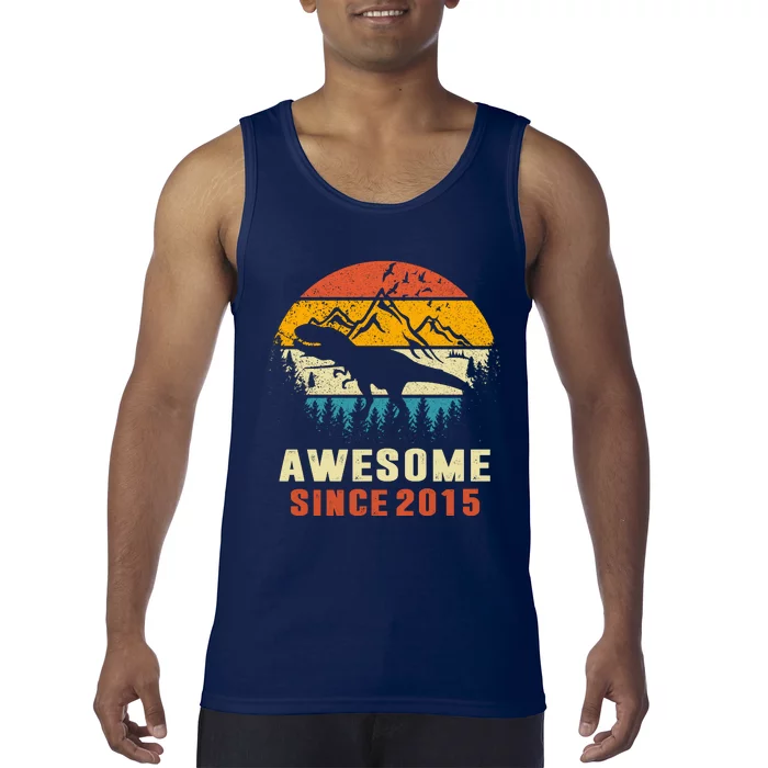 Awesome Since 2015 Dinosaur T Rex Birthday Party Sunset Vintage Tank Top