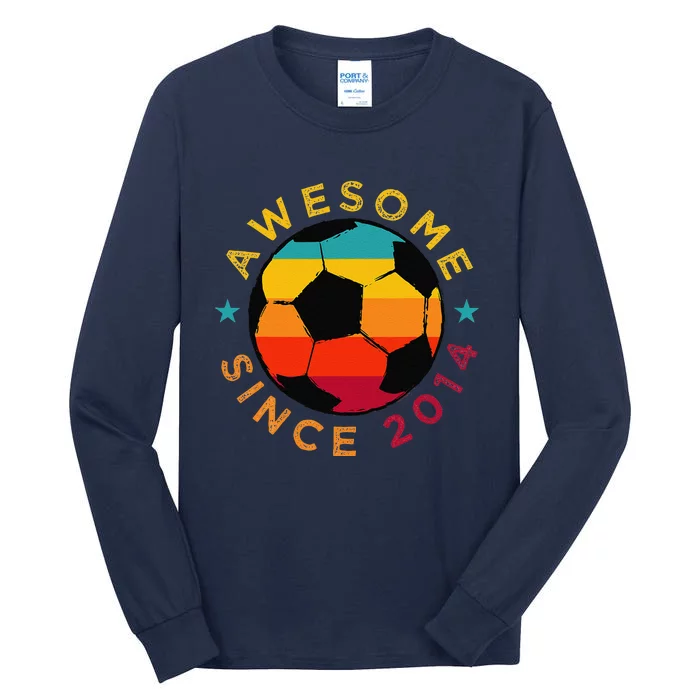 Awesome Since 2014 Soccer Birthday Party Bday Team Tall Long Sleeve T-Shirt