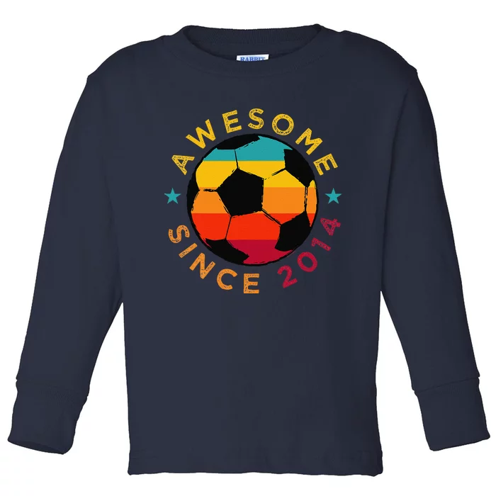 Awesome Since 2014 Soccer Birthday Party Bday Team Toddler Long Sleeve Shirt